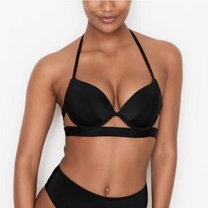 Victoria Secret Strappy Push-Up Swim Bikini Halter Top, New! 32B